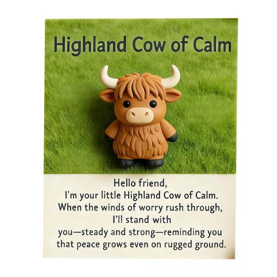 Pocket Friends of Hugs And Hope Mini Penguin Elephant Bear Highland Cow Ornament with Card Emotional Support Gift for Kids Women Men Loved Ones