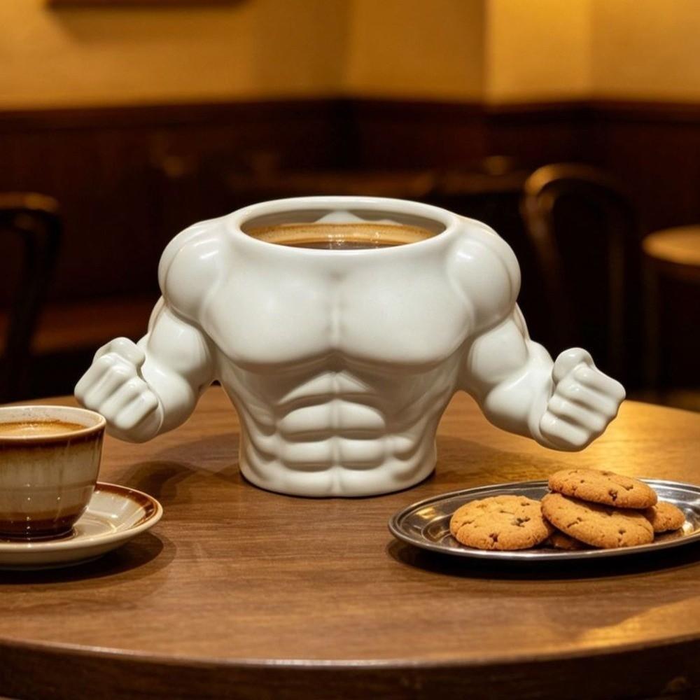 400 ml Keramik-Kaffeetasse Lustiger Stiftehalter mit männlicher Muskulatur Skurriler Wasserbecher Weihnachtsgeschenk