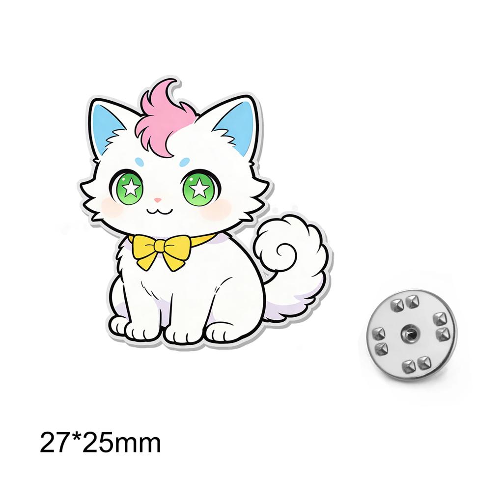 Cute Cat Brooches Stainless Steel Color Printed Kitten Pin for Women Men Kids Backpack DIY Jewelry Party Gift Wholesale