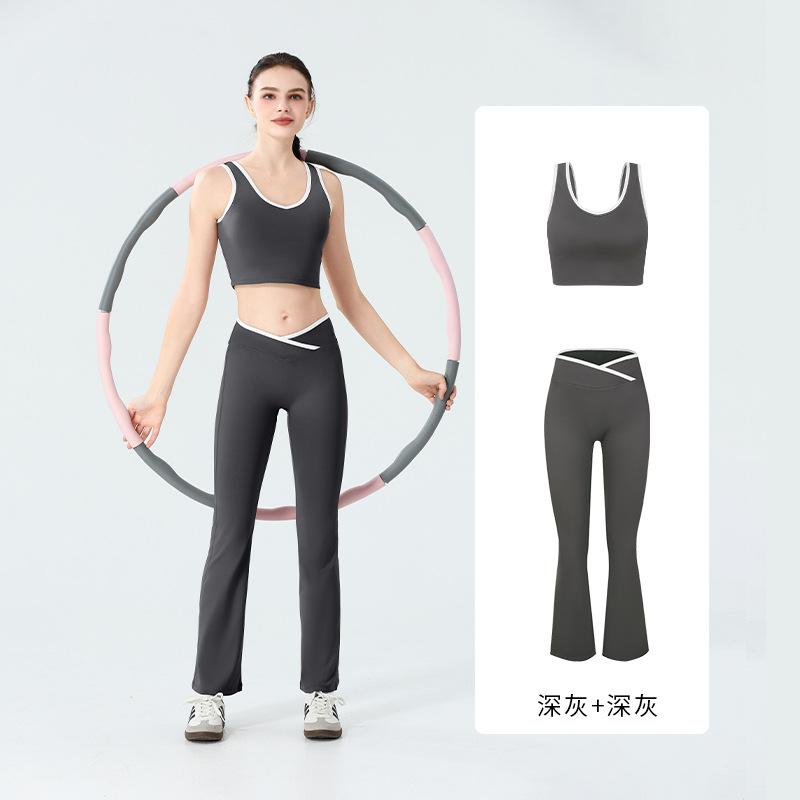 Dewey contrasting color small yoga suit women's suit with chest pad vest micro-pull pants tight quick-drying fitness sportswear