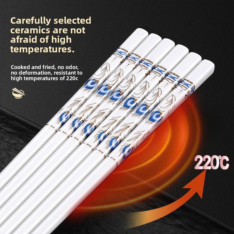 New Ceramic Chopsticks Anti-bacterial, Anti-mould, Non-slip, High Temperature Resistant, High-grade Delicate Chinese Tableware
