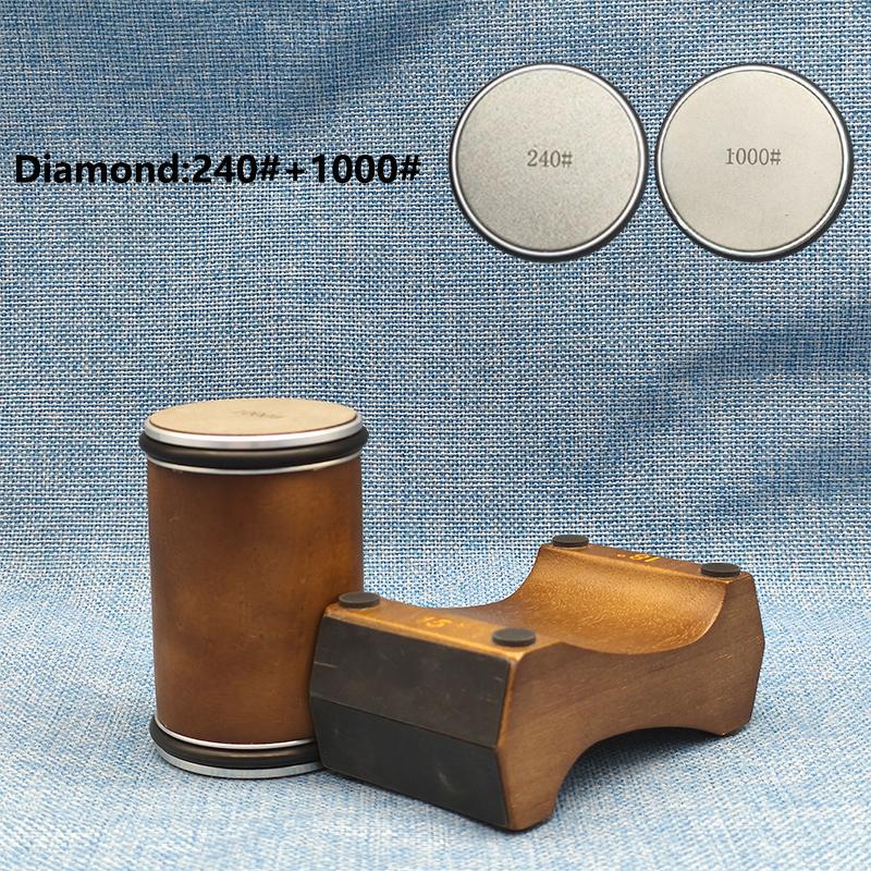 Wooden Magnetic Base Knife Sharpener, 4-Sided, Manual, Medium Grit, No Electricity Needed, for Kitchen Use