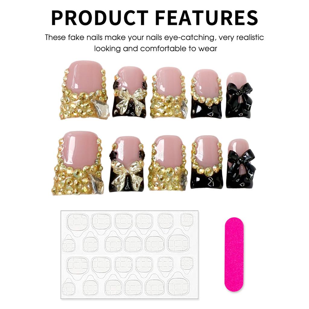 Duckbill Shape Nail Tips Full Drill Rhinestone Design For Party And Daily Use