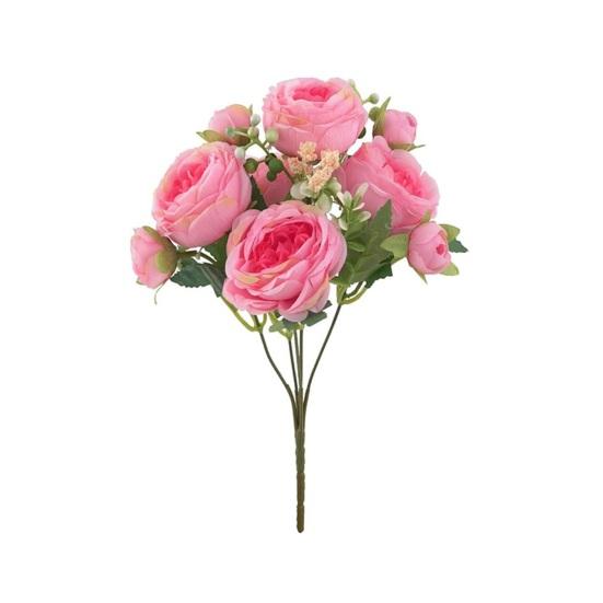 5-Head Artificial Peony Bouquet with Buds Realistic Faux Silk Peony Flower with Stem for Wedding Bridal Bouquet Floral Arrangement Table Centerpiece