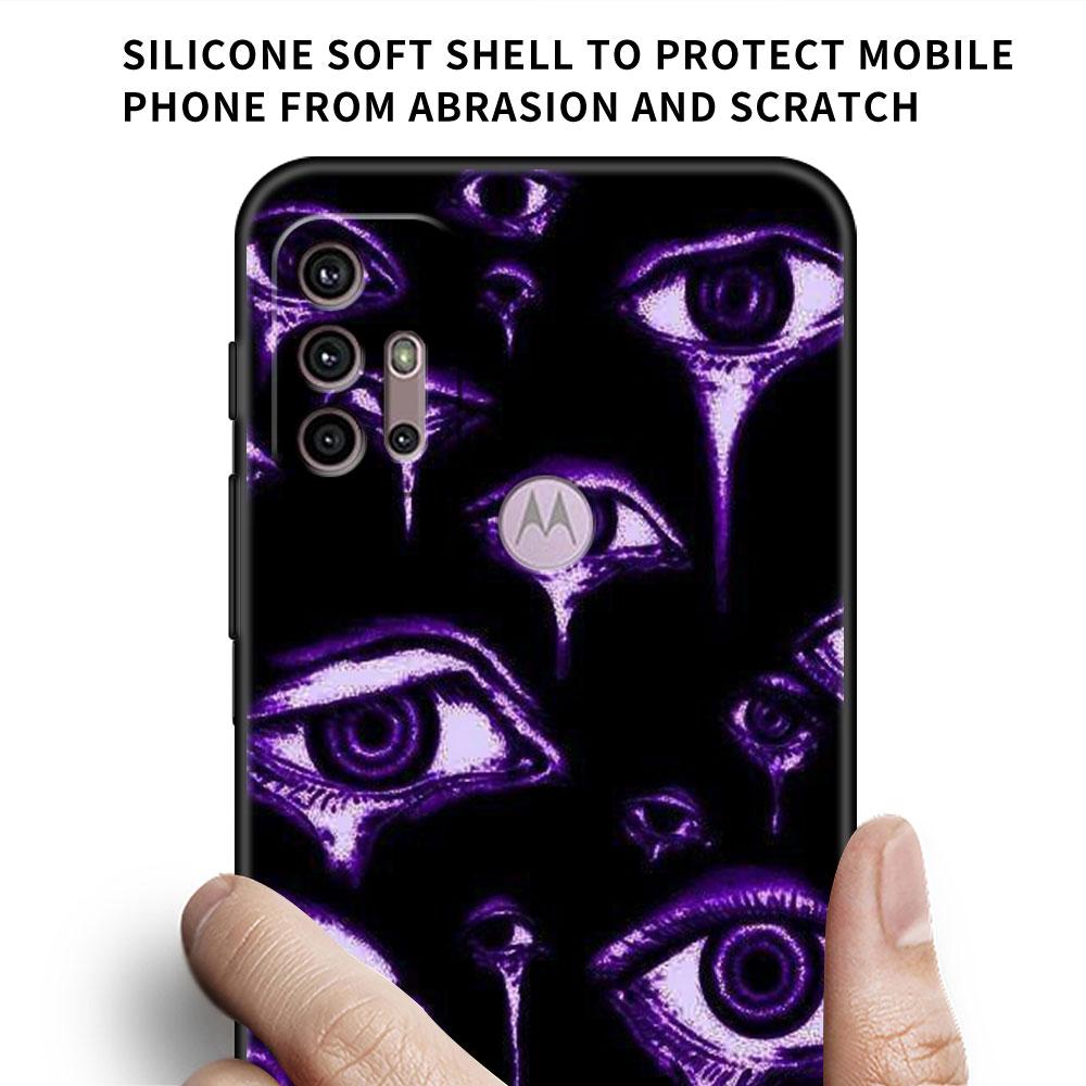 Scary Face Eyes Smiley Case For Motorola G30 G9 Play G82 G52 G60 G8 G9 Power G50 One Fusion Edge 30 20 Black Soft Phone Capas