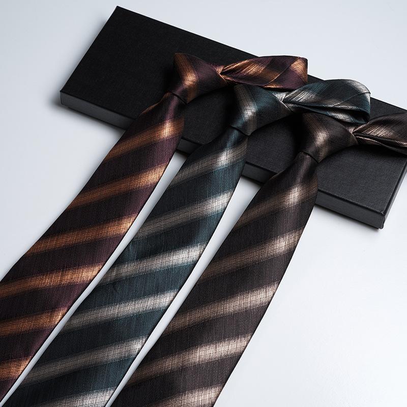 Pattern Tie Men'S, High-End Conference And Banquet Photography Personality Green Stripe Business Long Hand Tie