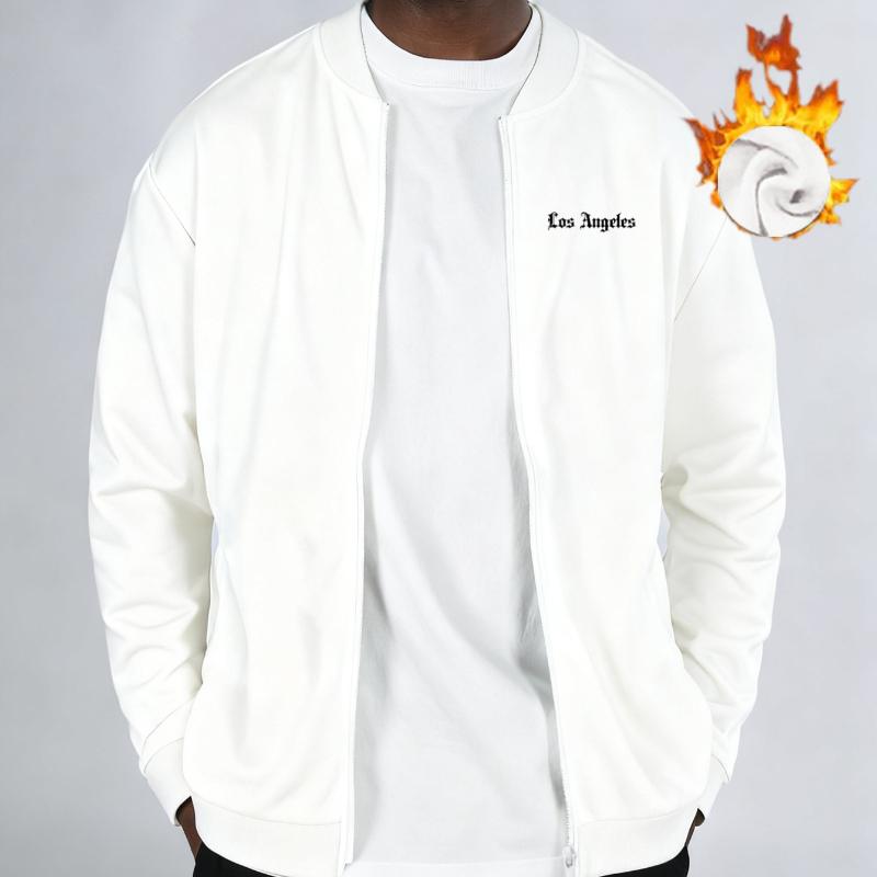 Zabawny nadruk, podszyta polarem kurtka bomberka, wiatroodporna, trwała, ciepła, wszechstronny płaszcz casualowy