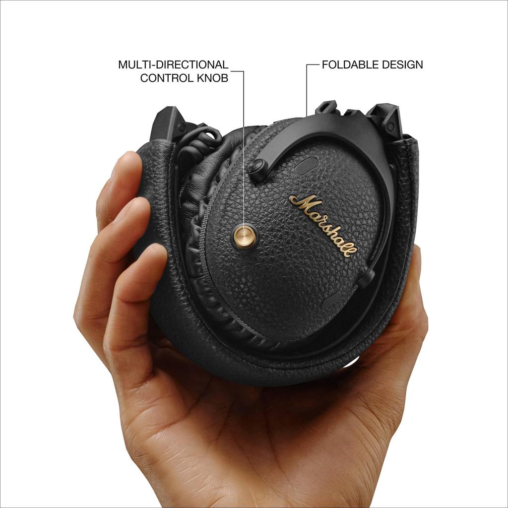 Marshall Monitor III A.N.C Kabellose Noise Cancelling Kopfhörer, Schwarz, 70 Stunden Kontinuierliche Wiedergabe/Freisprechen [Inländisches Originalprodukt] Ove