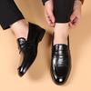FashionMan Slipper Slip-on Schwarz Runde Zehe Einfarbig Outdoor-Mode Party Hochzeitskleid Täglich Leder Mode Freizeitschuhe Herren