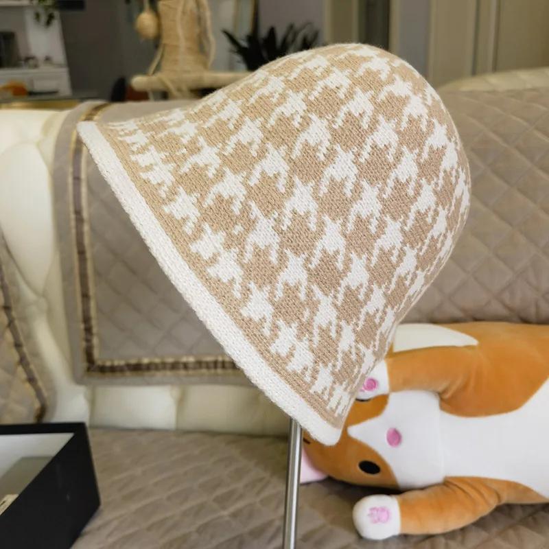 New Winter Hat Ins Wind Japanese Bucket Hats Korean Version Cute Knitted Hats Wool Bucket Hat For Women Mother Mum Gift