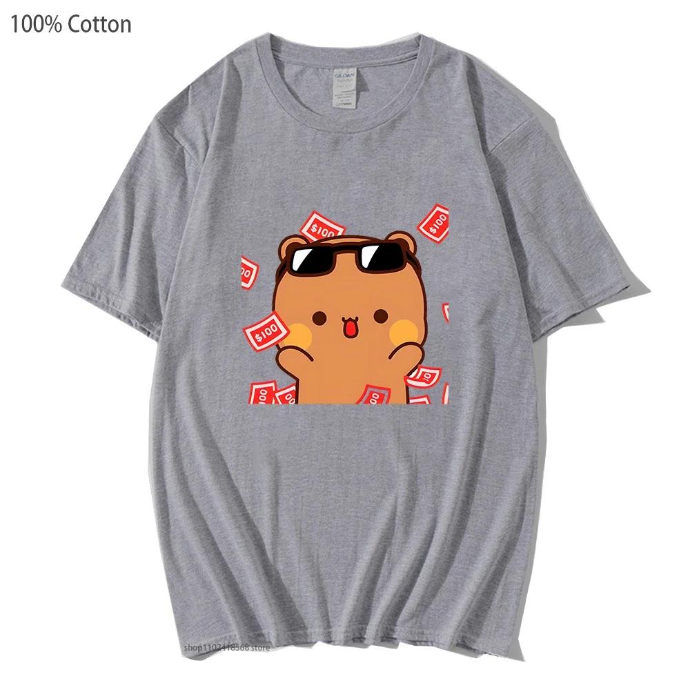 Cute Bubu and dudu Is So Rich Millionaire T-Shirts for Men Women Couple clothes Cotton Tops Panda Bear Tees Casual
