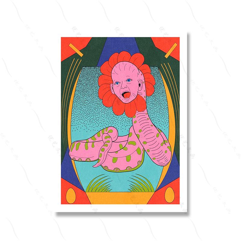 

Смешное абстрактное животное слон мифическое чудовище ретро искусство настенный плакат печать сомелье кенгуру кошка холст картина комната домашний декор 21x30cm No Framed