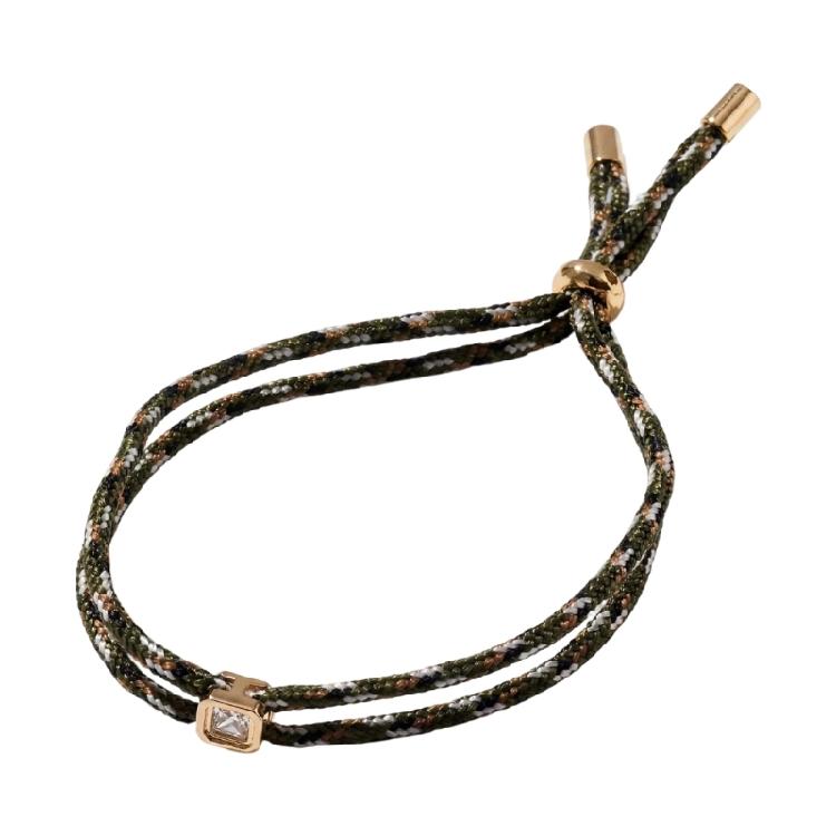 Kordelarmband mit verstellbarem Schiebeknoten und quadratischem Akzent, geflochtenes Armband für lässiges Styling und als Geschenk