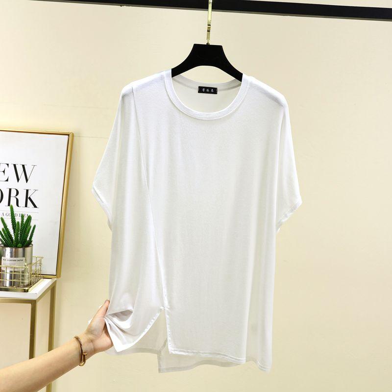 K-style Modal Asymmetrical Short-Sleeved T-shirt Women's Summer Thin Western Style Leisure Plus Size Loose Versatile Bottoming Top