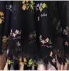 Embroidered Floral Mesh High-Waist A-Line Mid-Length Skirt for Women