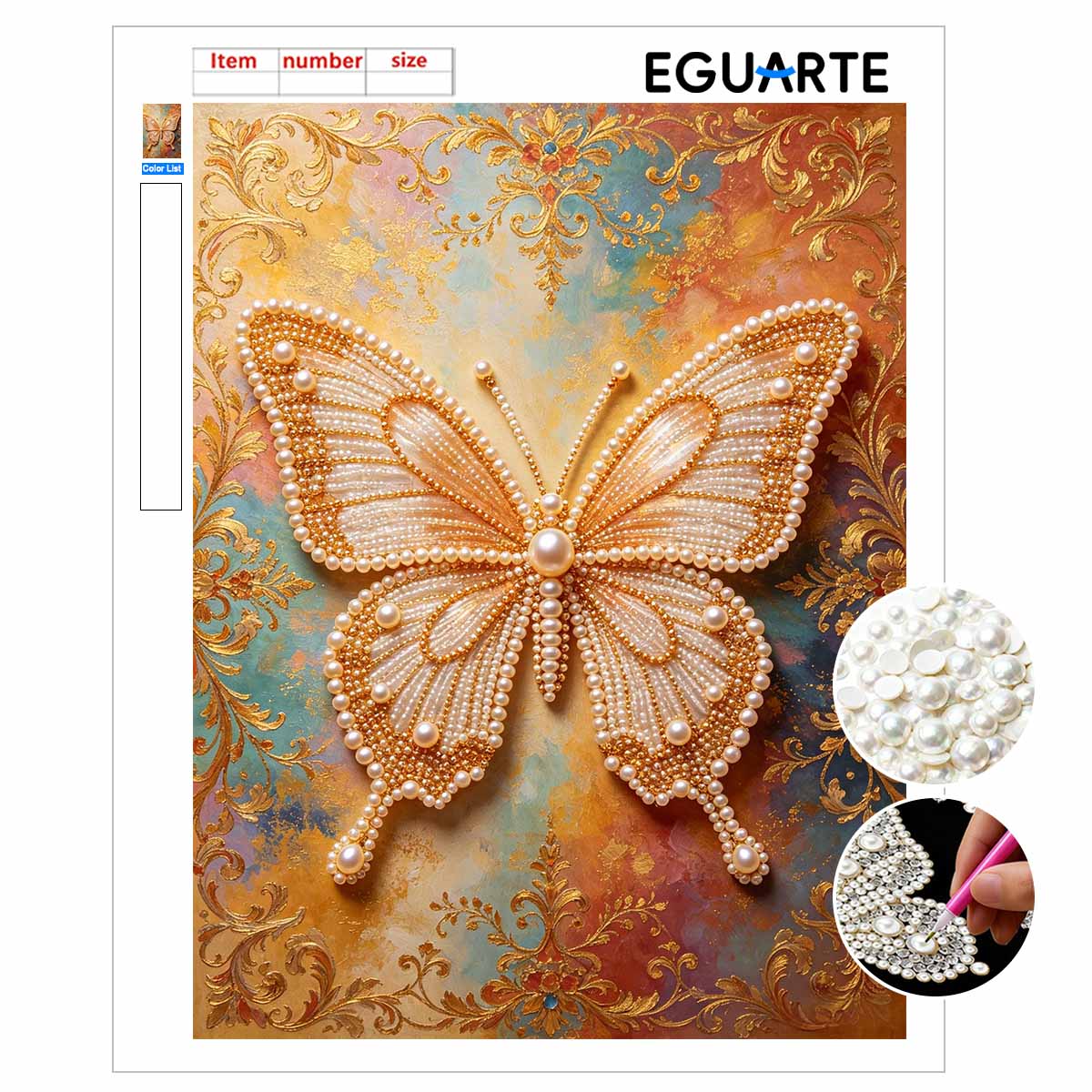 Pearl DIY Art Painting Elegant Butterfly Handcrafted Picture Indoor Wall Ornament Relaxing Leisure Hobby Exquisite Home Decor Gift 30x40cm