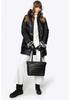 Manteau d'hiver matelassé pour femme Wittchen en matériaux combinés avec capuche, Nylon Noir