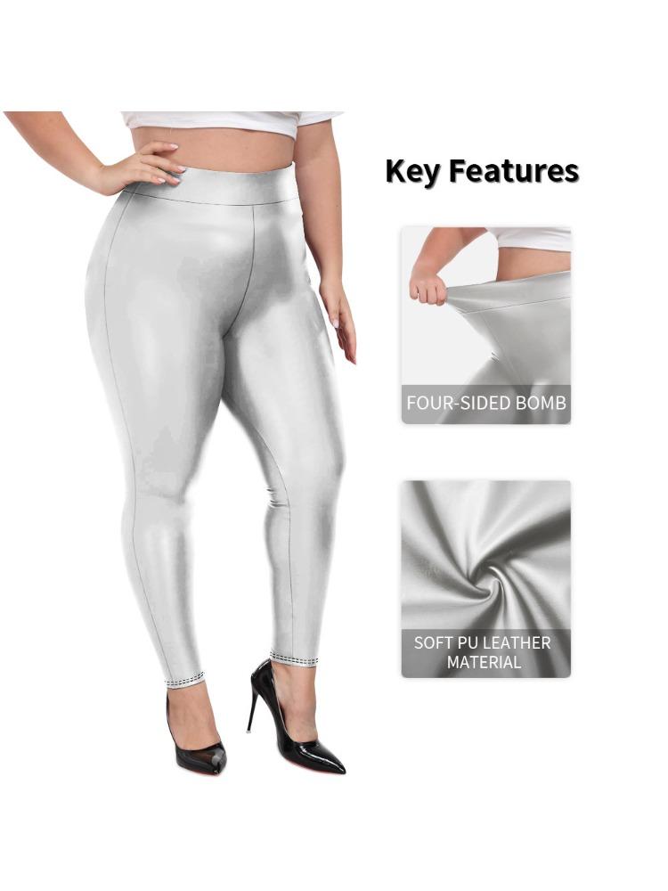 Yoga Pants New Arrival High-Waisted PU Solid-Colour Casual Pants Pencil Pants Tight Pants