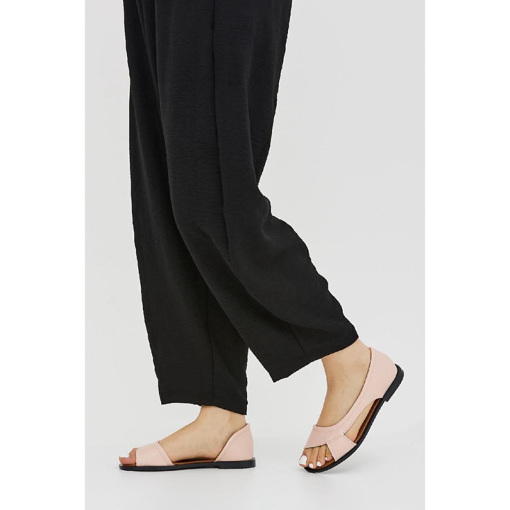 Black Open Front Women's Sandals Summer Shoes Ballerinas