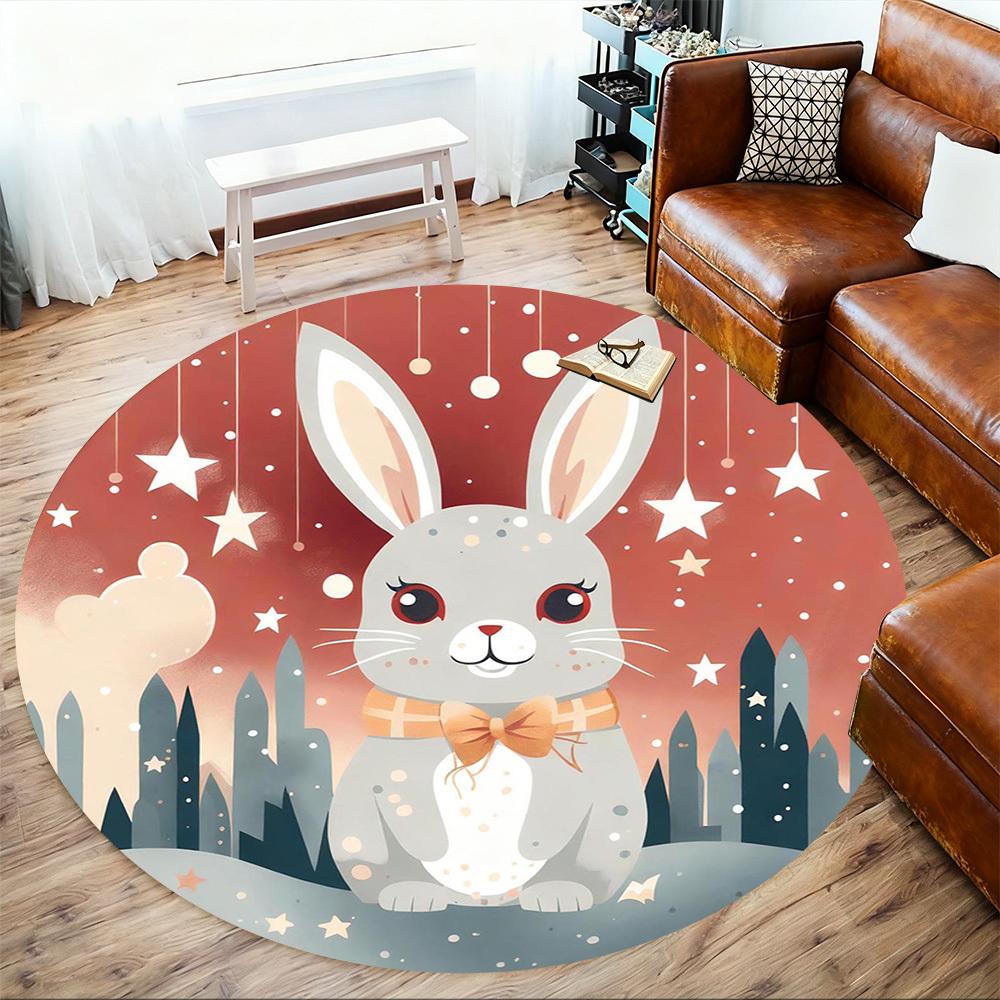 1pc Rabbit Stars Round Chair Mat Office Area Rug - Non-Slip, Floor Mat for Office, Bedroom, Ideal Home Decor Gift C0112131