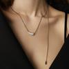 ozel Cubic Pave Waterdrop Moving Long Necklace PB146N