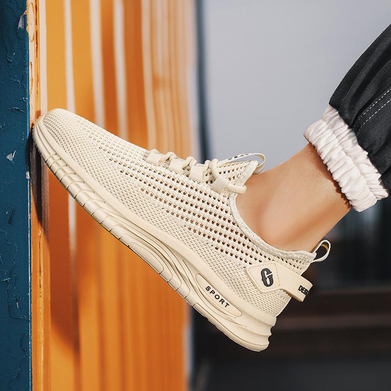 Plasă de vară, respirabilă și rezistentă la mirosuri, cu plasă țesută cu muscă, scobită, pentru alergare, talpă moale, pantofi sport ușori