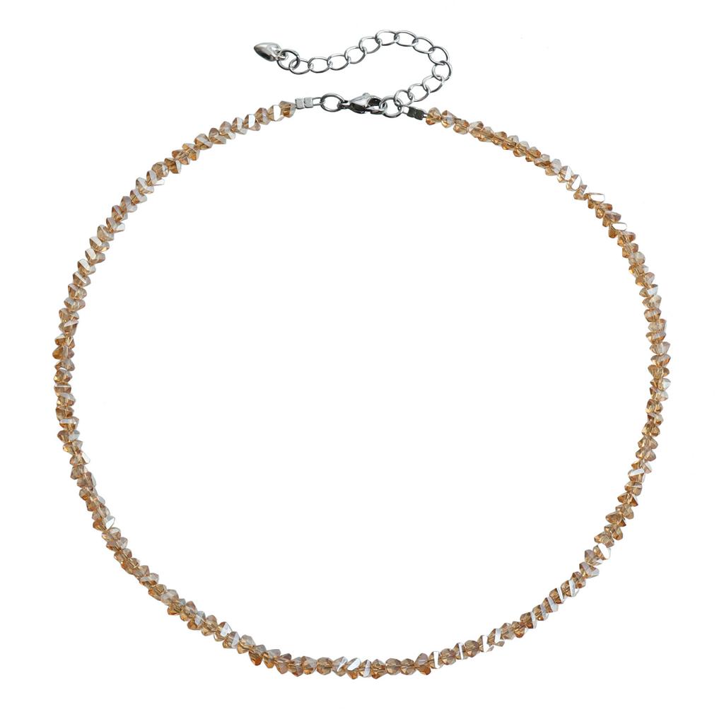 European and American Jewelry Style Light Luxury Multi-faceted Glass Crystal Necklace Female Simple High-end Neck Chain