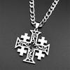 Jerusalem Cross Pendant Necklace for Women Men Stainless Steel Gold Color Christian Rhinestones Hip Hop Chain Necklaces Jewelry