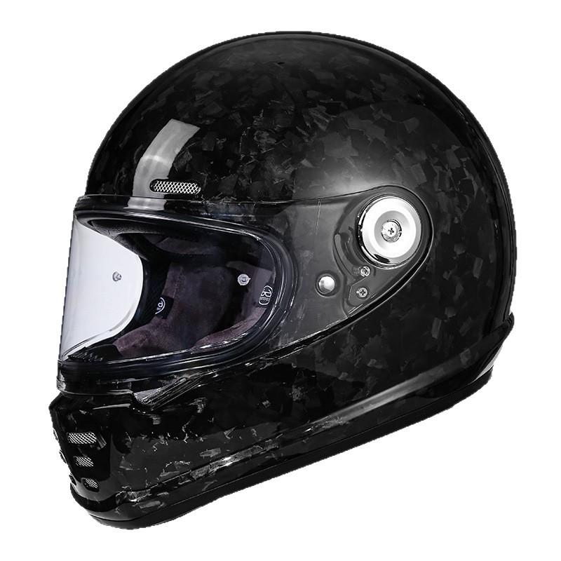 Retro Carbon Fiber Full Face Helmet for Kids - Motorcycle, Cruiser, Scooter