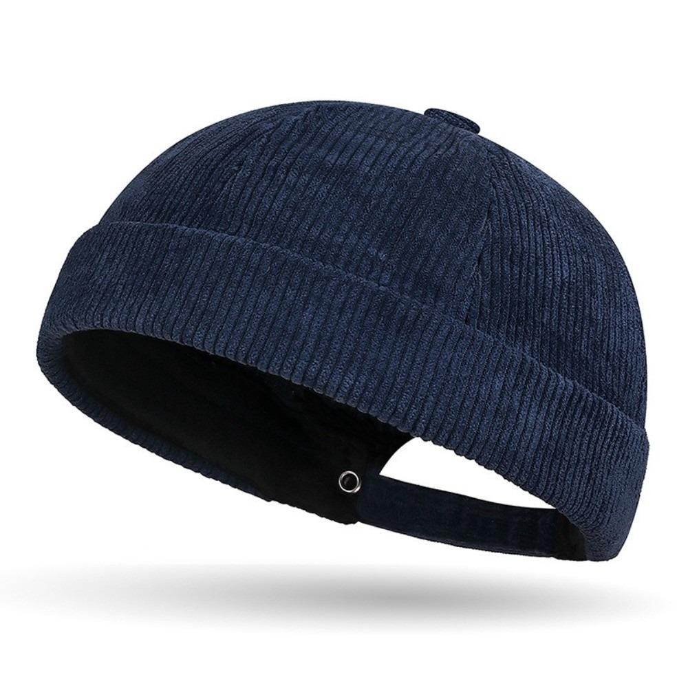 Retro Corduroy Brimless Cap Streetwear Landlord Hat Vintage Beanie Docker Caps  Men Women