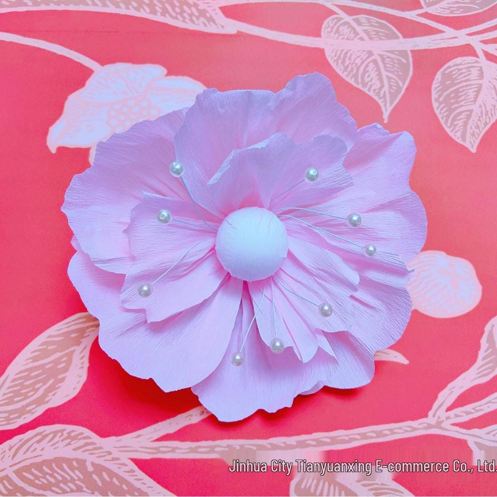 3D Pearl Creased Paper Flowers for Wedding and Party Decoration