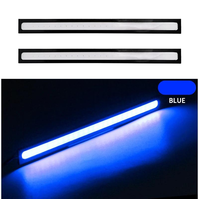 

2Pcs 17CM Car LED COB Daytime Running Light Strip 12V Auto DRL Driving Parking Fog Lamp Waterproof for Truck Vehicle Decoration Blue