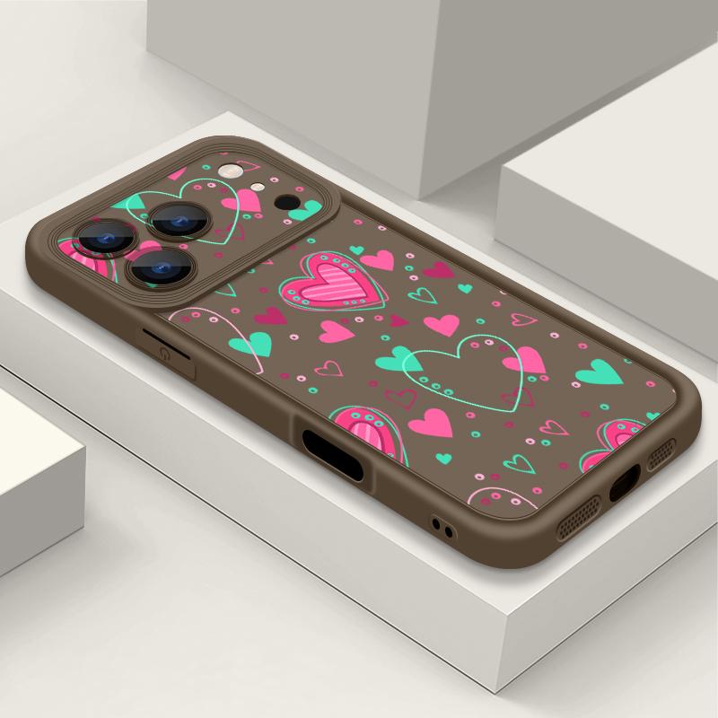 Shockproof Phone Case For iPhone 17 Pro Max Case iPhone 16 15 14 13 Pro Max 11 17e 16e Love Hearts Print Soft Silicone Bumper Cover