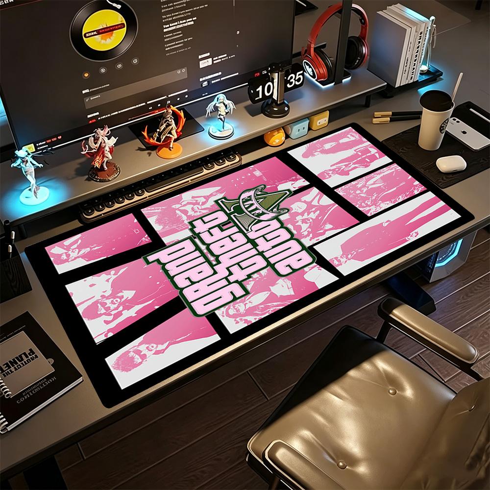Grand Theft Auto Gaming Mouse Pad Keyboard Pad Ultra-Long Desk Mat Non-Slip Rubber Bottom Computer Desk Office Decoration Accessory