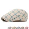 Spring Summer Plaid Forward Cap Men's Spring Summer Vintage Cap British Beret Sunscreen Newsboy Cap