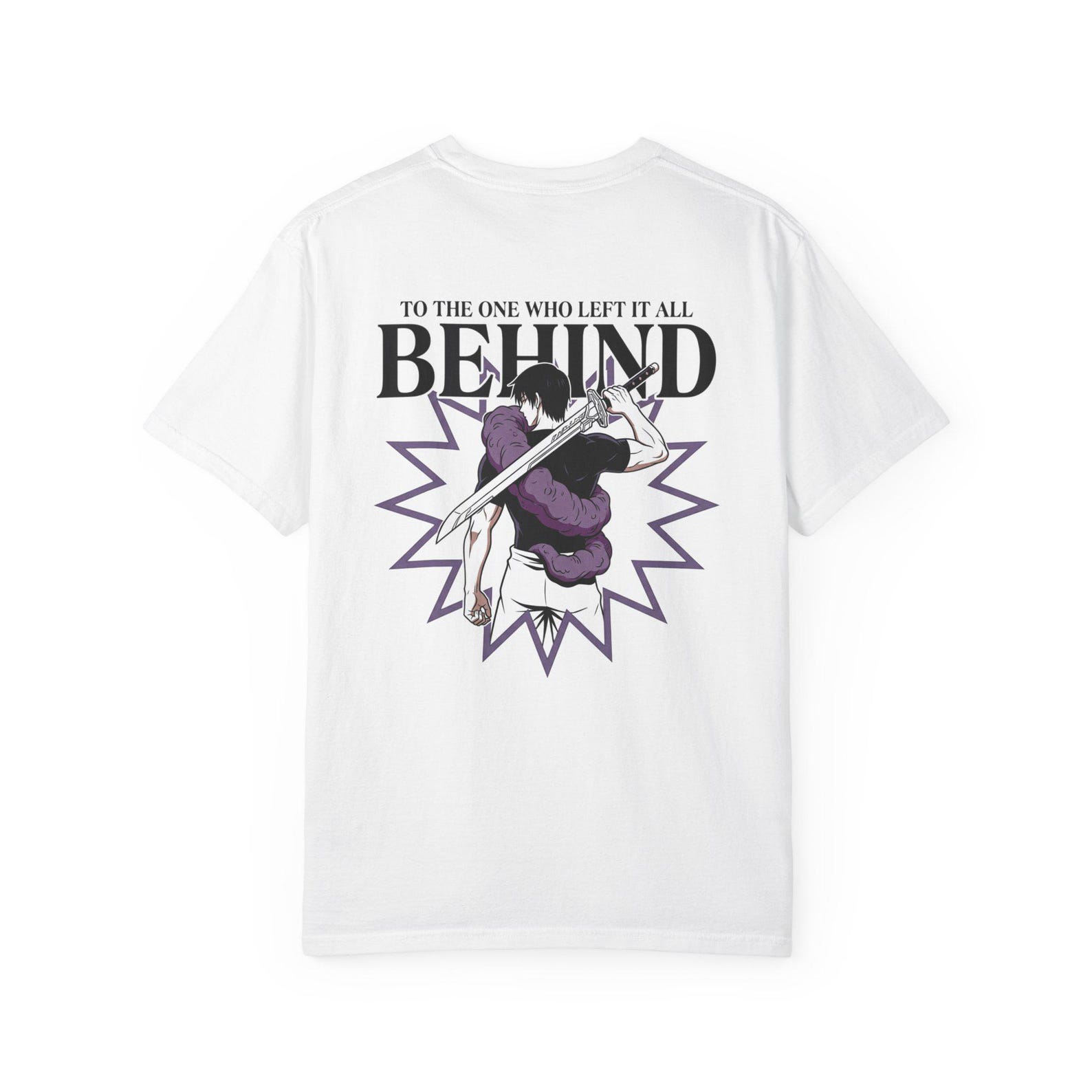 To The One Who Left It All Behind T-shirt | Back Illustration, Purple Graphic Anime Tee S