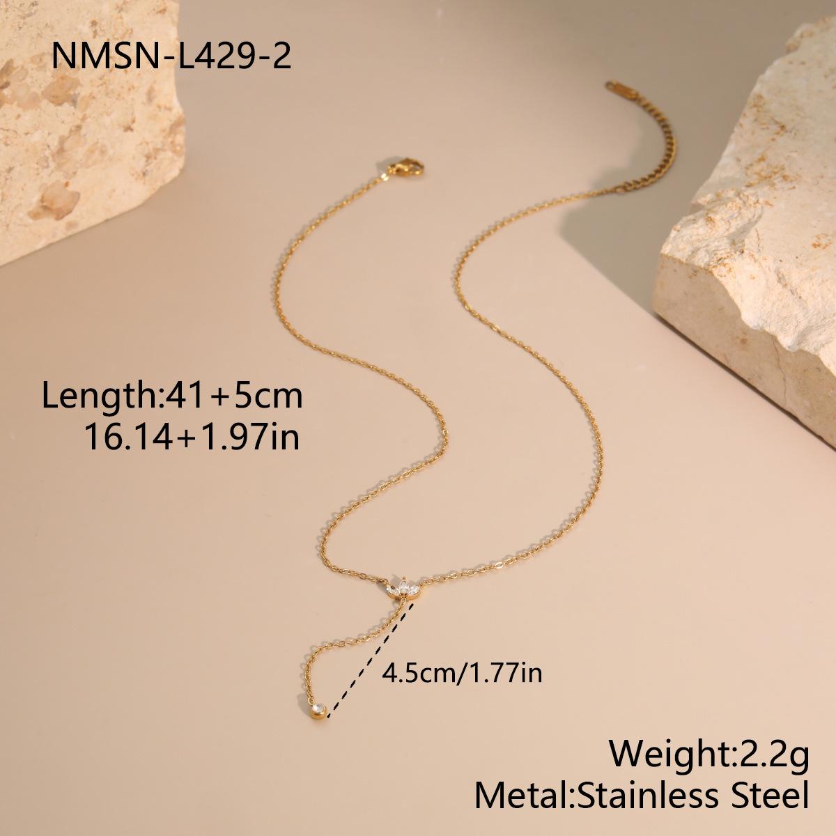 GEMCHIC Women s Y-Shape Stainless Steel Necklace with Dangling Chain and Crystal Pendant, Luxury Gold Plated Tassel Choker for Daily & Party