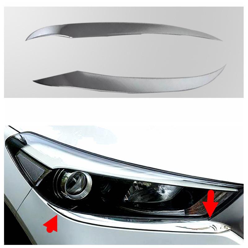 2PCS Chrome Front Head Light Lamp Eyelid Eyebrow Strip Cover Trim Styling Accessories For Hyundai Tucson 2015 2016 2017
