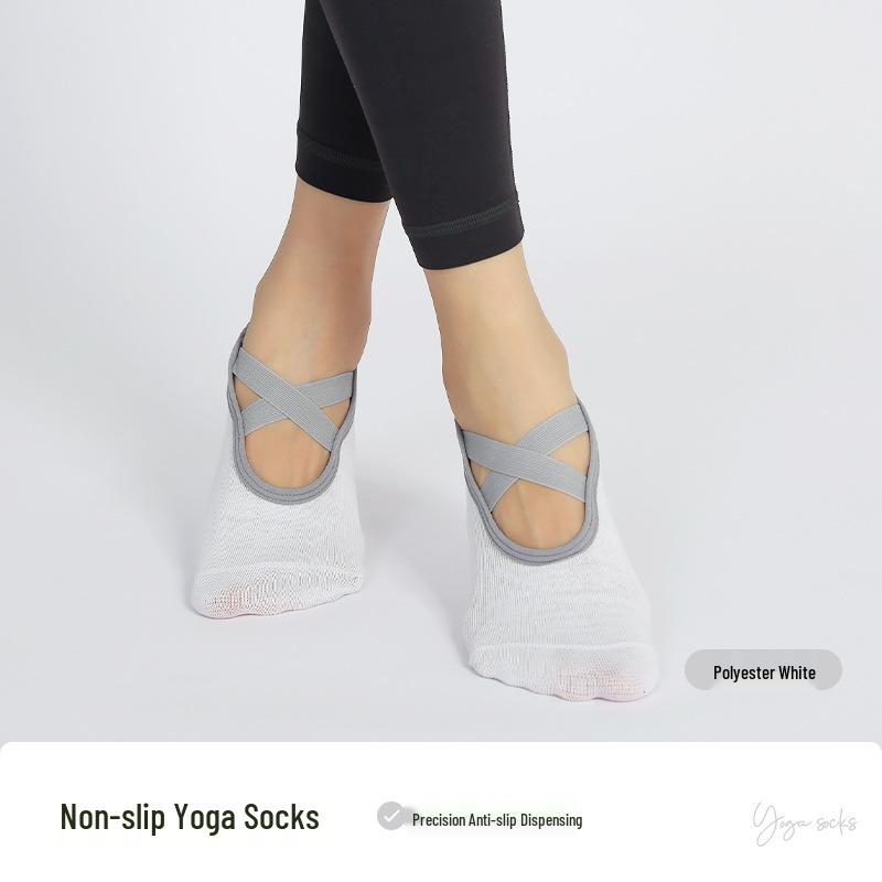 New Arrival Anti-Slip Grey Edge Cross Strap Yoga & Dance Socks