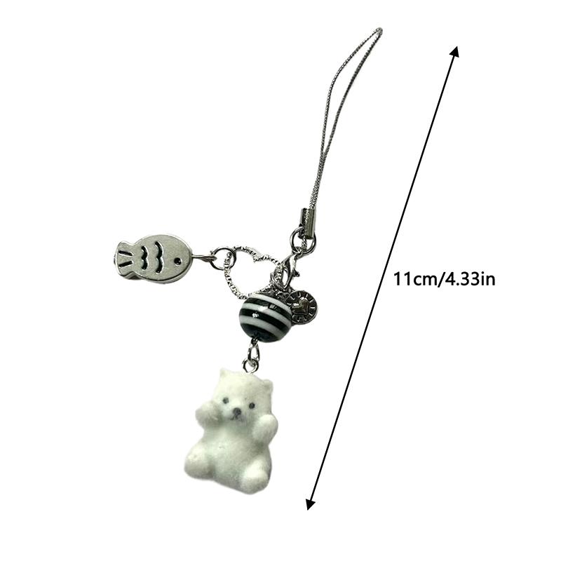Flocked Sea Otter Phone Chain Furry Penguin Bear Keychain Cartoon Animal Doll Charm Pendant Earphone Case Lanyard Bag Decor