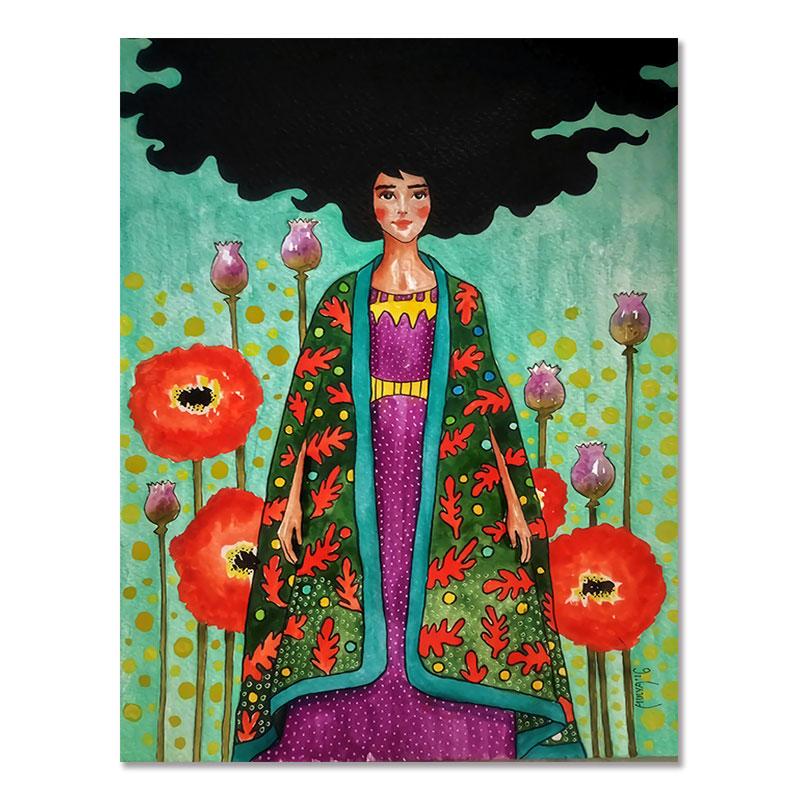 

Абстрактная девушка волосы цветок птица настенная живопись холст скандинавский постер винтажный настенный панно Cuadros для гостиной 21x30cm