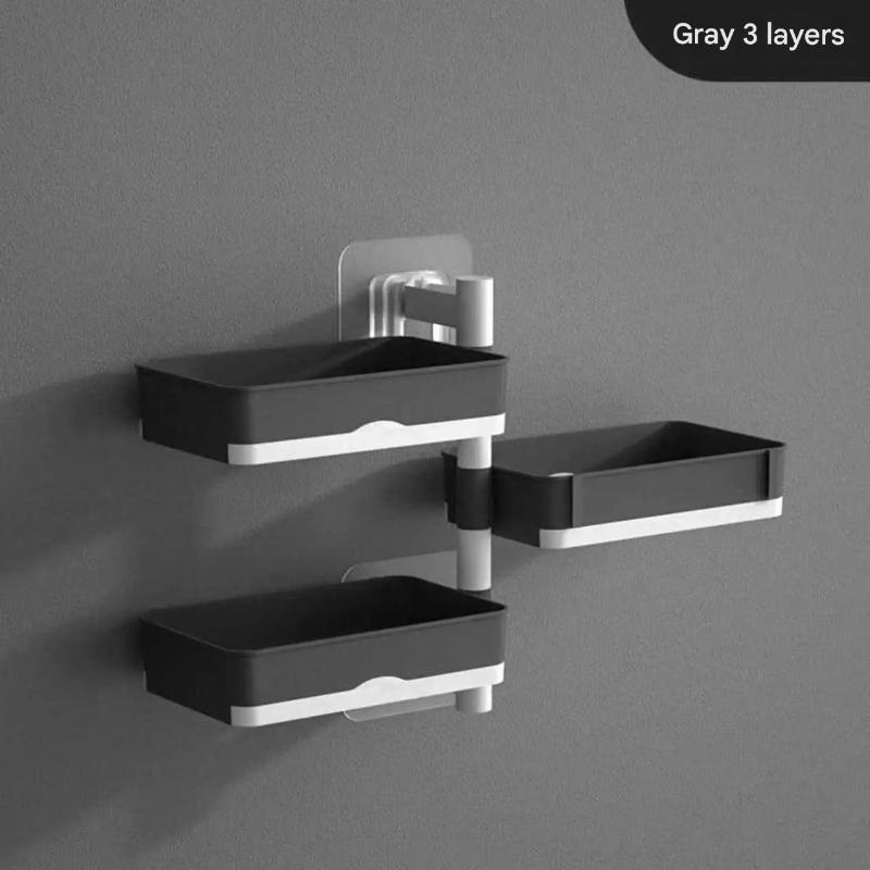 Rotating Wall Hanging Soap Rack Thickened Self Draining Soap Holder for Bathroom Shower Organization