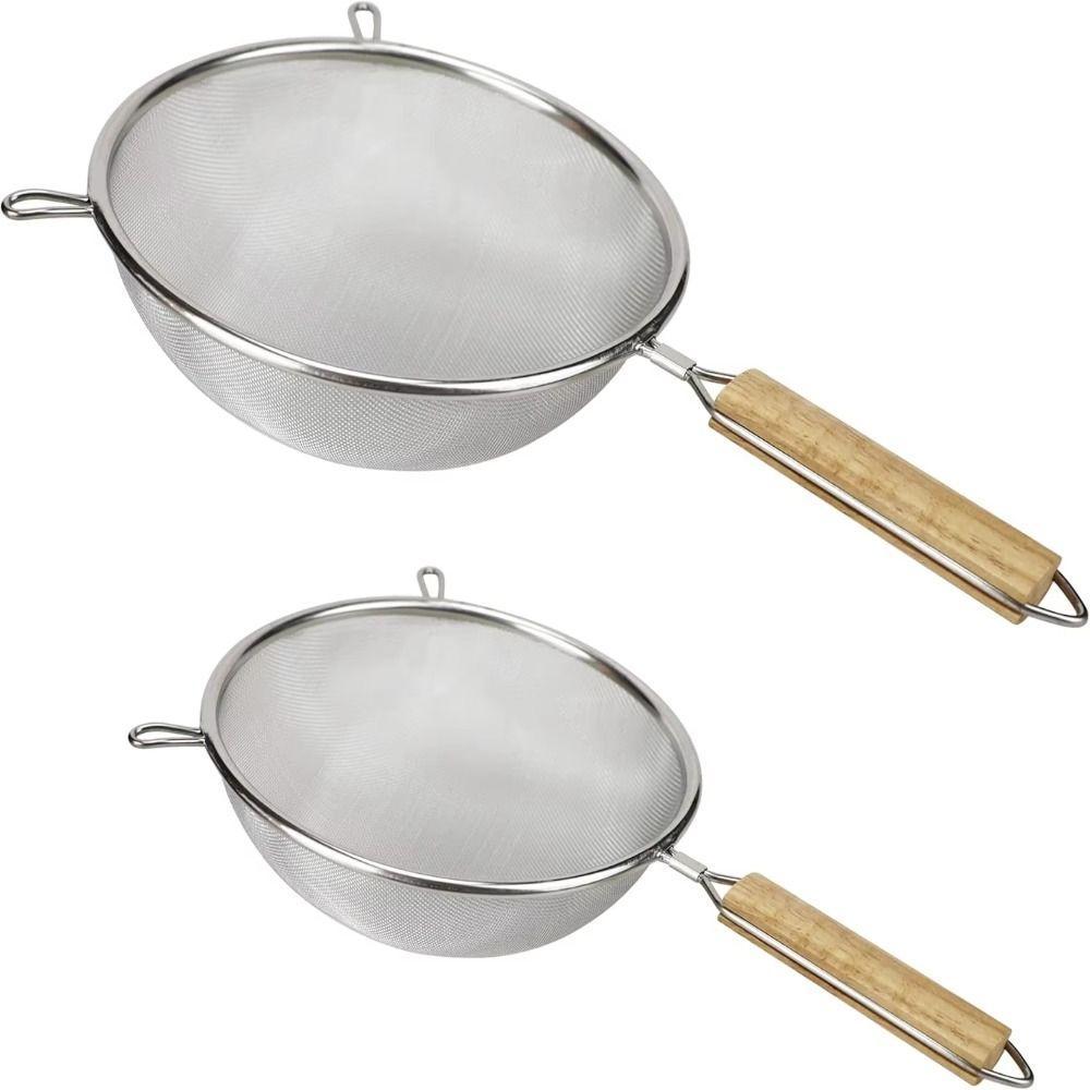Wooden Handle Food Strainers Easy To Clean Fine Mesh Strainers Cooking Skimmers  for Kitchen