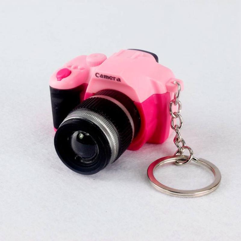 Creative SLR Camera Keychain with LED Light and Sound Pendant Toy
