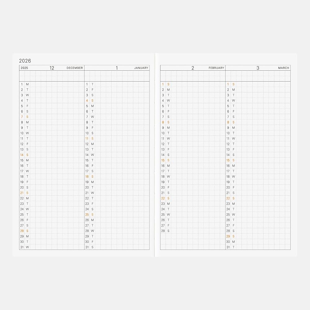 Hobonichi Notebook 2026 Main Unit Planner [A6/1 day 1 page (English) /January/Monday start]