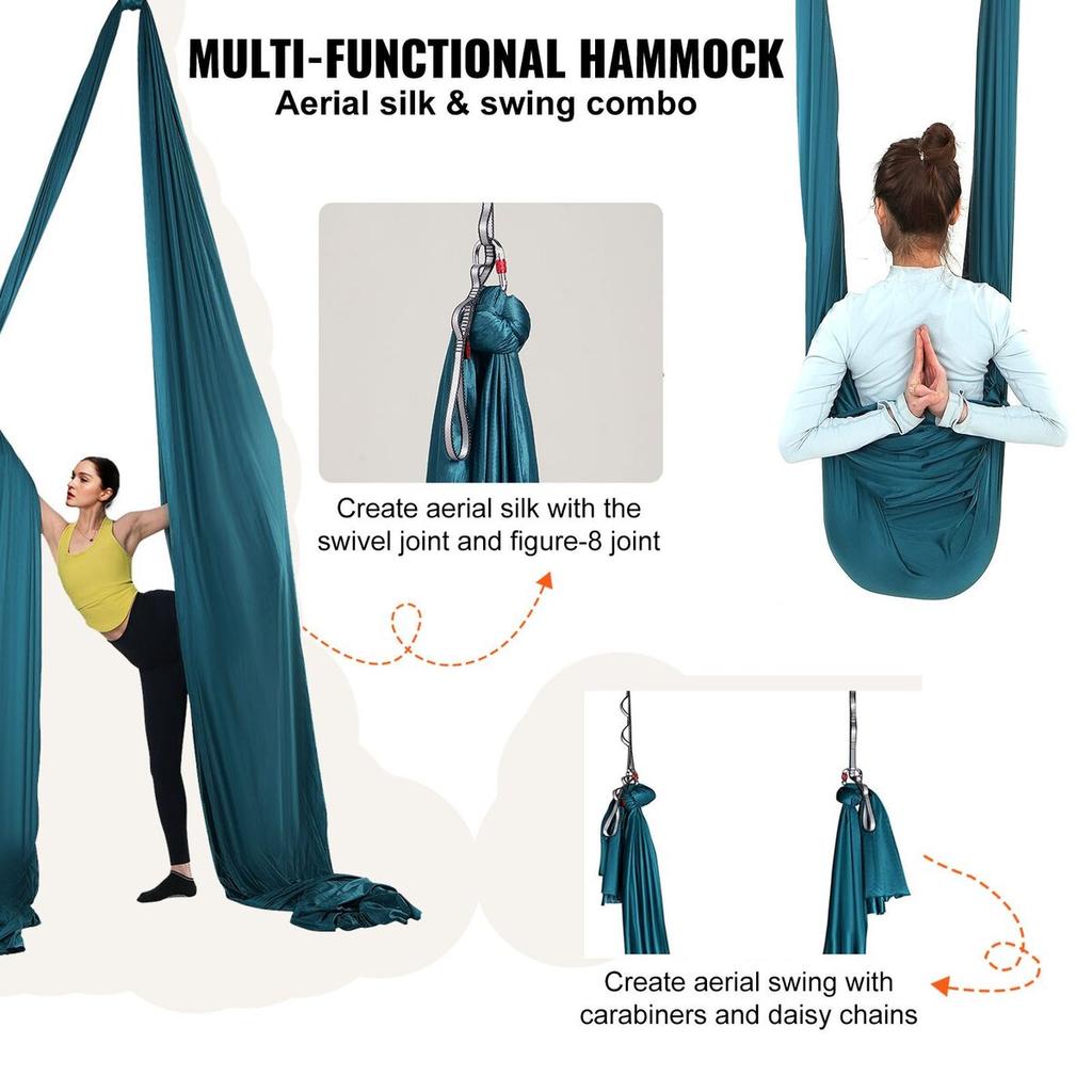Aerial Silk & Yoga Swing, 11 Yards, Aerial Yoga Hammock Kit with 100gsm Nylon Fabric, Full Rigging Hardware & Easy Set-up Guide, Antigravity Flying