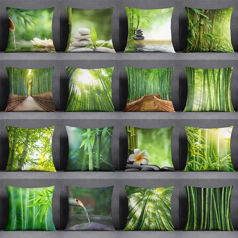 Bamboo Forest Pattern Series Pillow Gift Home Office Decoration Bedroom Sofa Car Cushion Cover Case