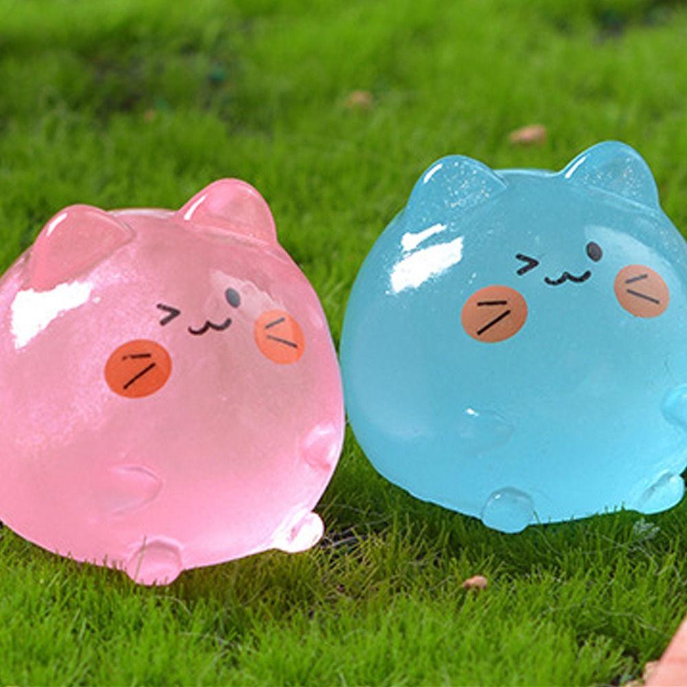 10pcs Glow in Dark Cat Figurines Miniatures Cartoon Mini Cat Statue  Fairy Garden Decorations