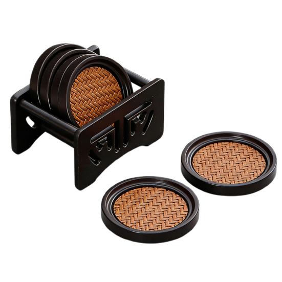 6Pcs Insulated Coasters Heat Insulation Rattan Mat Anti-scalding Non-slip Square Tea Cup Holder Multi-functional