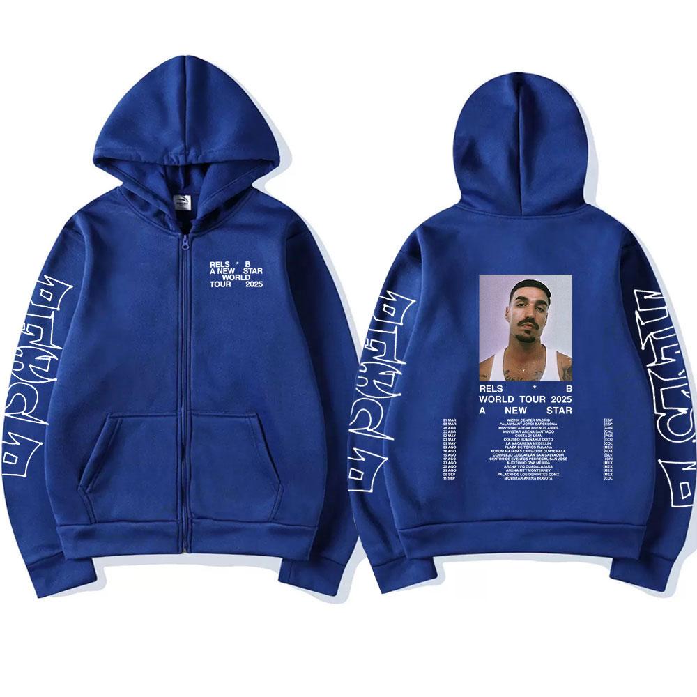 Rels B A New Star Welttournee Reißverschluss-Hoodies Herren Damen Kleidung Hip Hop Zip-Up Sweatshirts Übergroße Langarm-Pullover